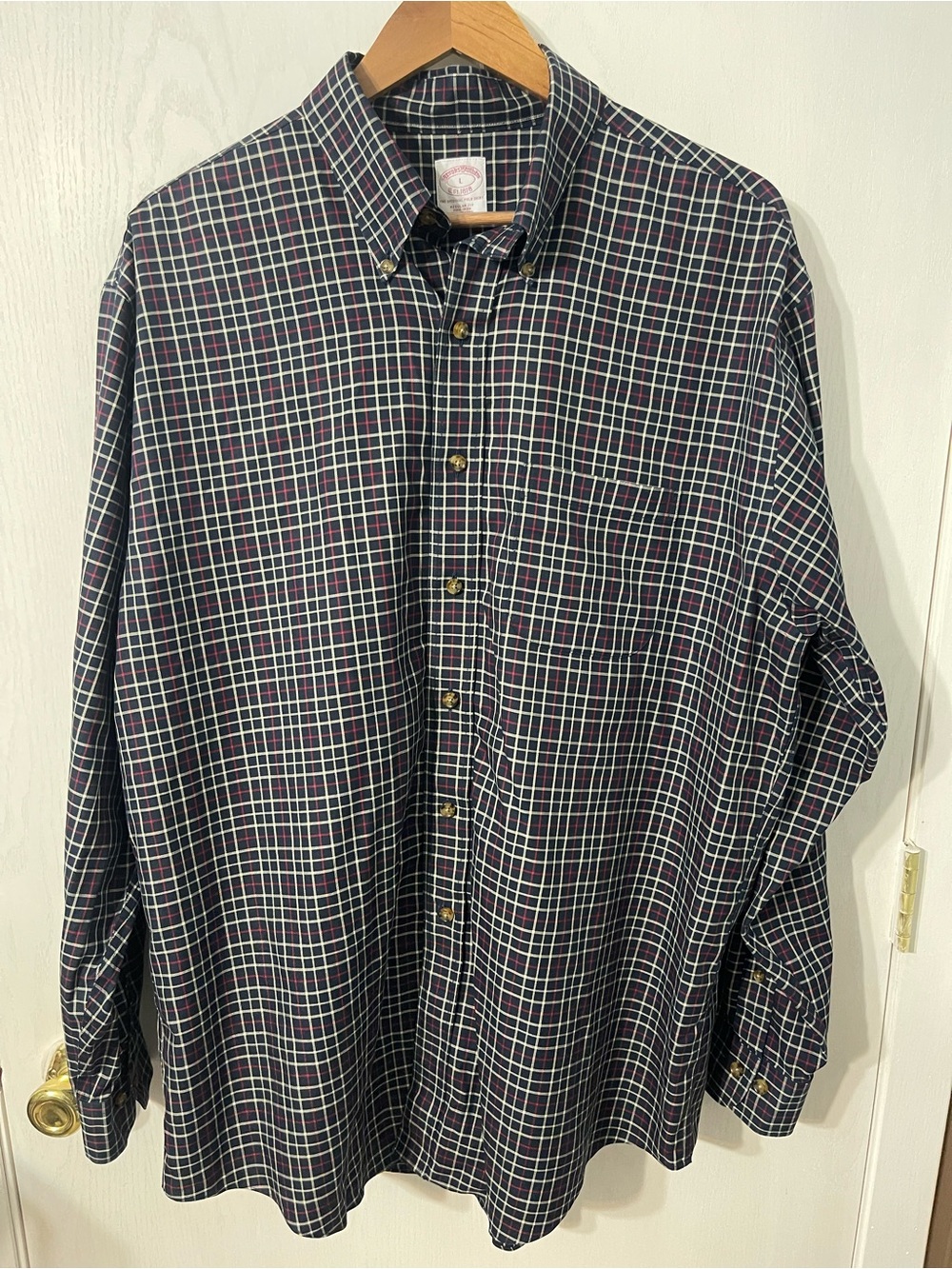 Brooks Brothers Navy Plaid Cotton Button-Down Shirt